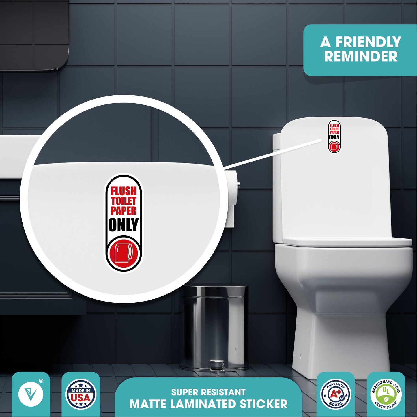 Flush Toilet Paper Only Sticker