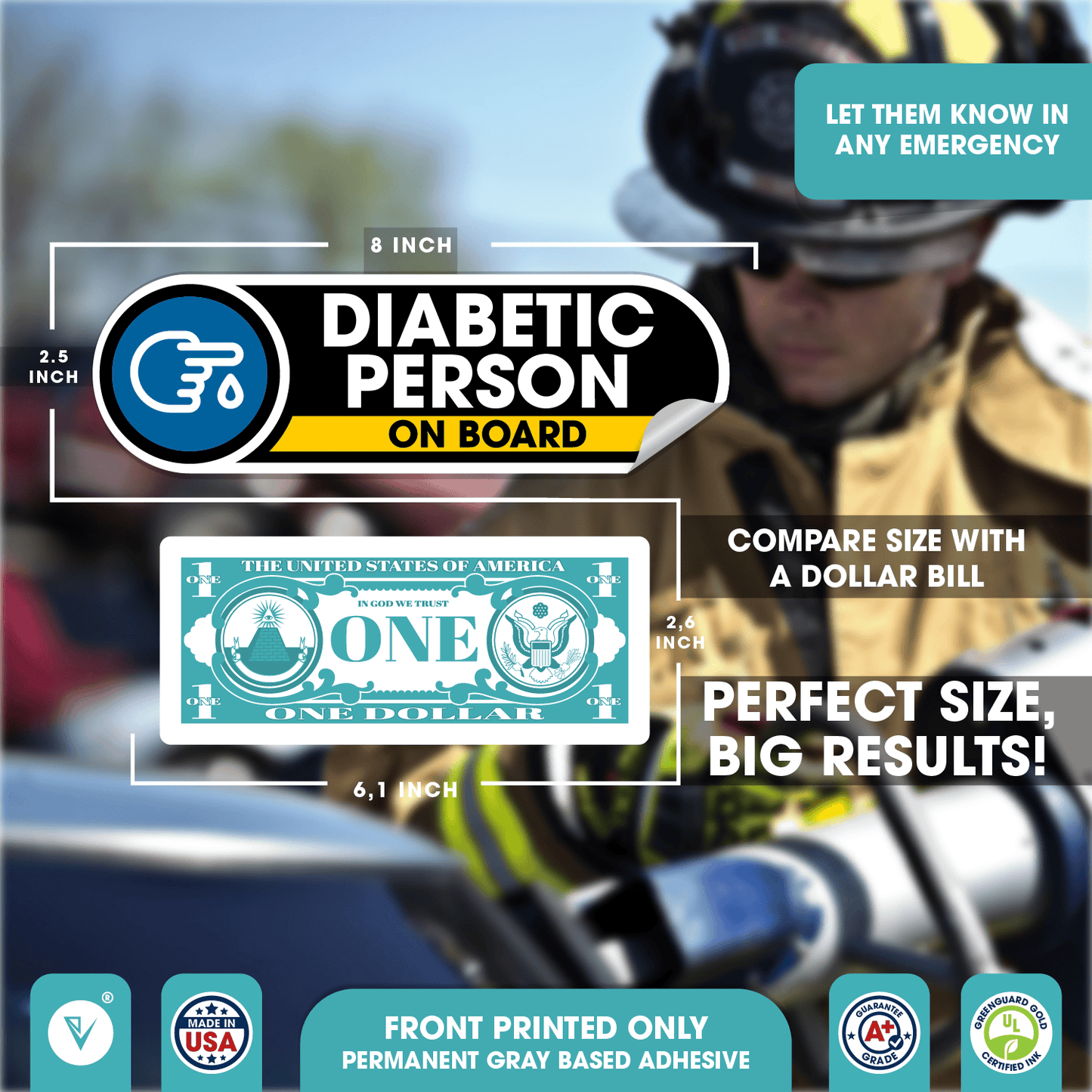 Diabetic Person on Board Small Stickers for Car