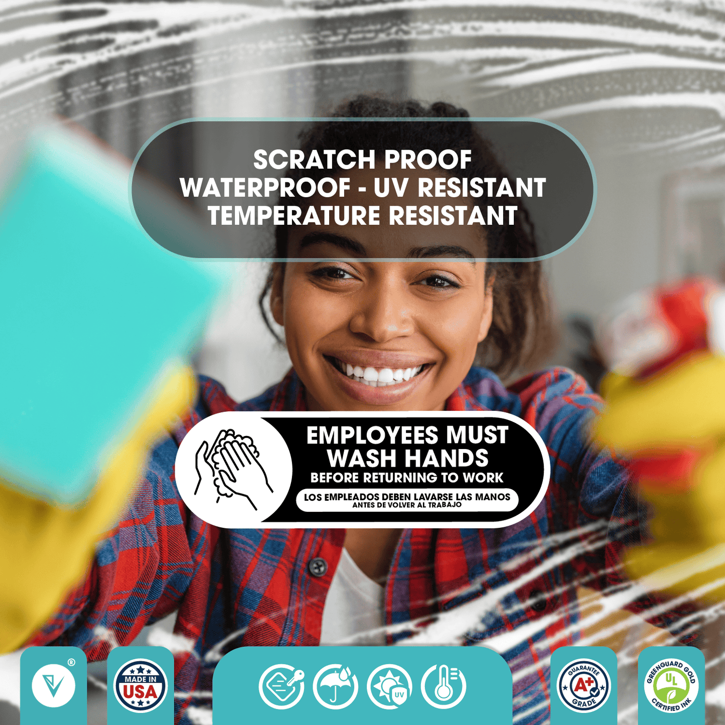 Employees Must Wash Hands Stickers