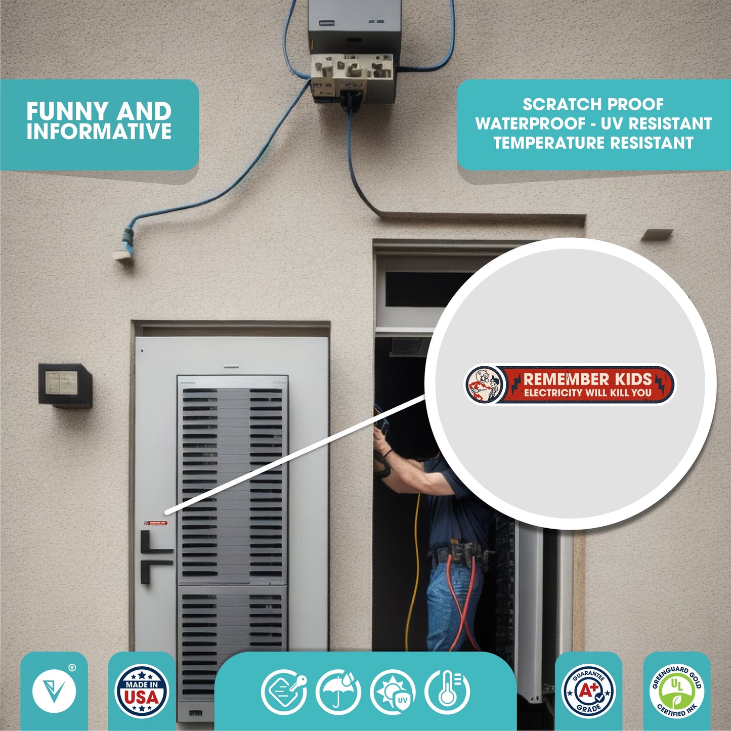 Remember Kids Electricity Will Kill You Stickers