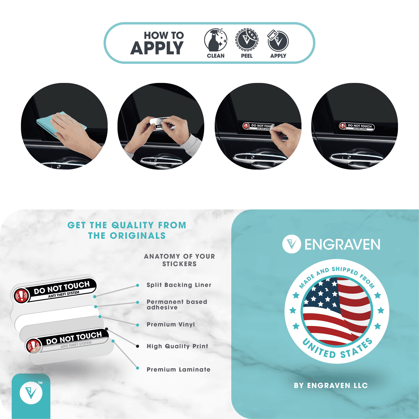 Do Not Touch, Anti Theft System Small Stickers