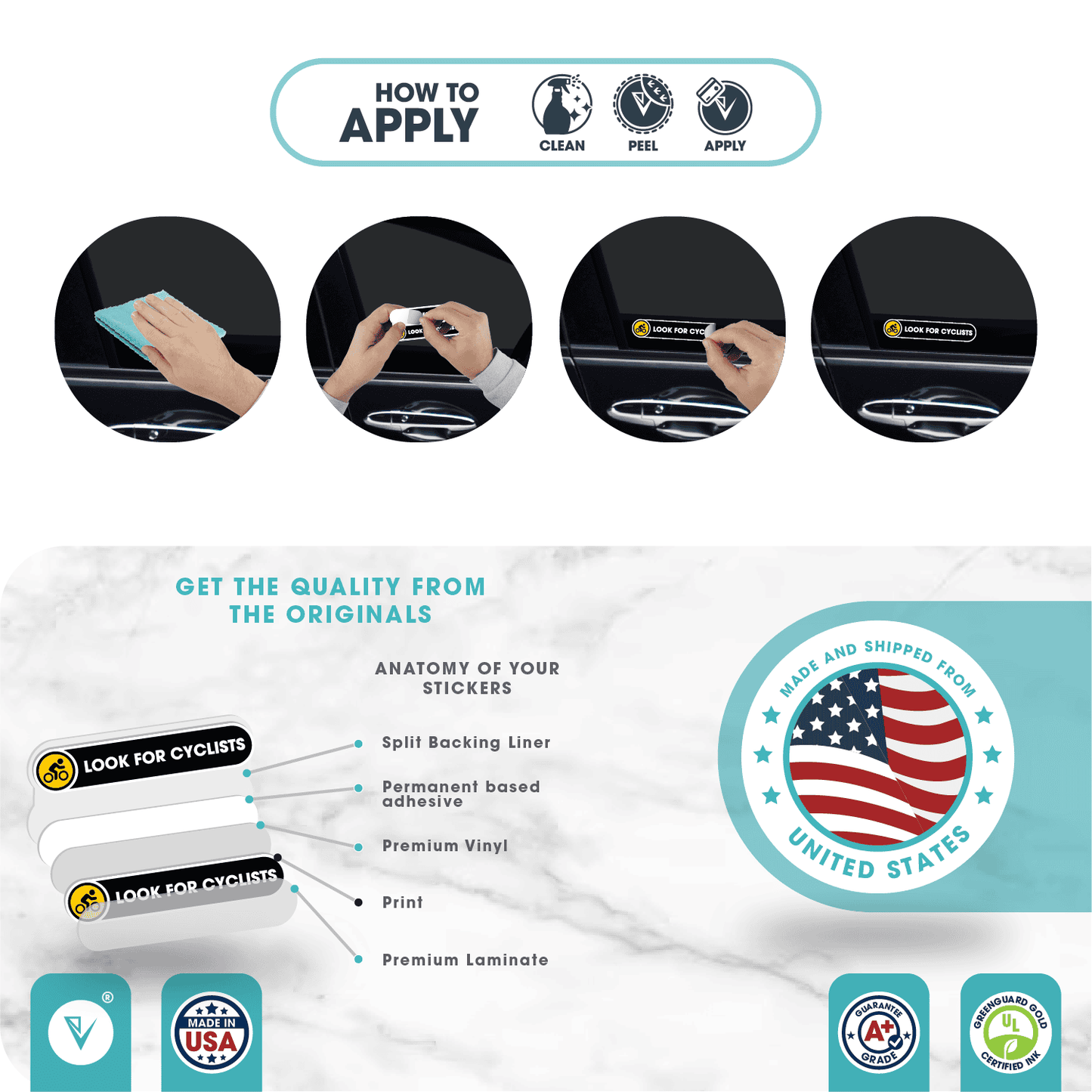 Look for Cyclists Small Vinyl Stickers